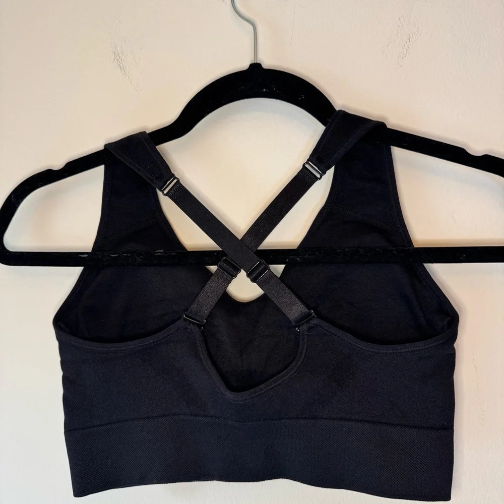 Puma Black V-Neck Sports Bra with Wide Straps 0044 - Picture 6 of 13